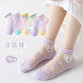 Children's Socks Spring and Summer Ice Silk Thin Mesh Socks for Boys and Girls Full Cartoon Cotton Boat Socks Baby Socks Wholesale