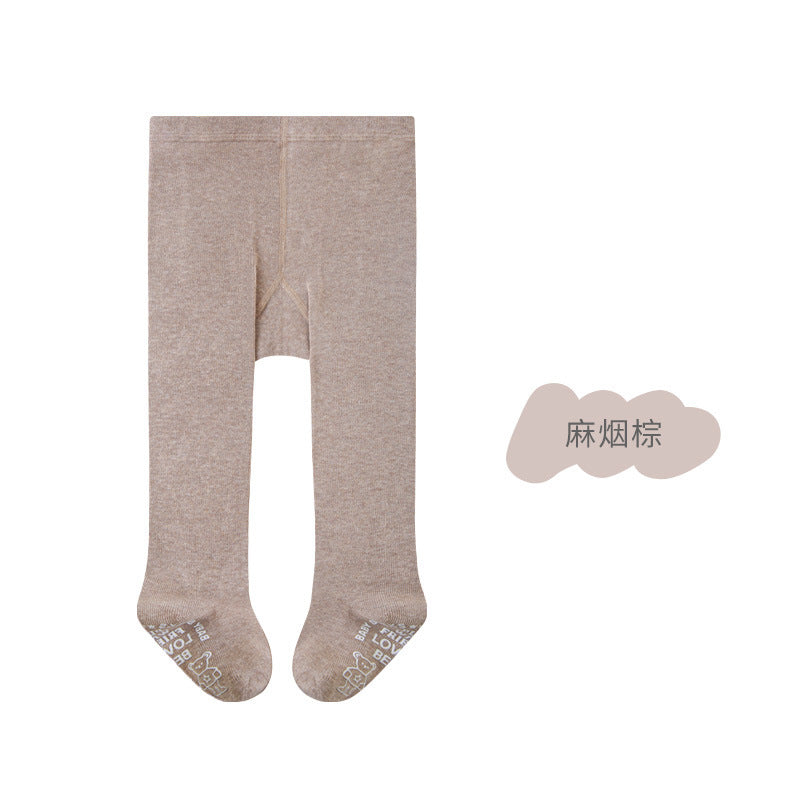 Children's Pantyhose Spring & Fall New Large Pp Pure Color Girls' Jumpsuits Boneless Antibacterial Infant Outer Leggings