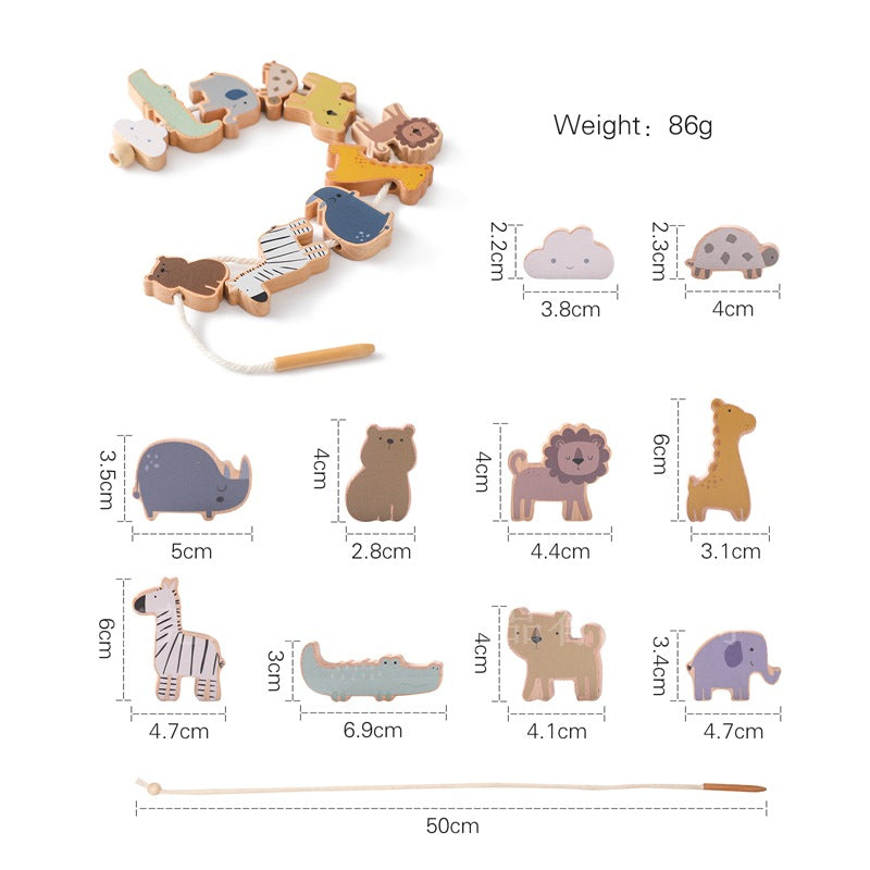 Children's Solid Wood Stacking Music Early Education Cognitive Toys Ins Wind Building Wood Animal Stacking Balance Beam Educational Toys