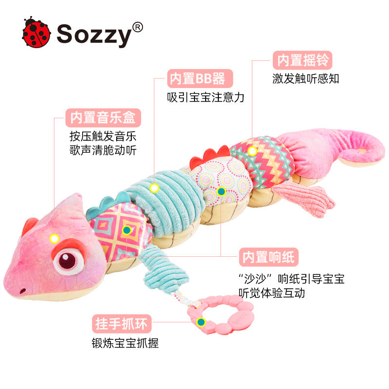 Sozy chameleon height ruler newborn baby comfort doll plush baby toy 0-1 years old puzzle
