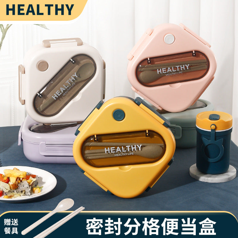 Square plastic lunch box takeaway lunch box compartment student lunch box portable office worker microwave oven gift