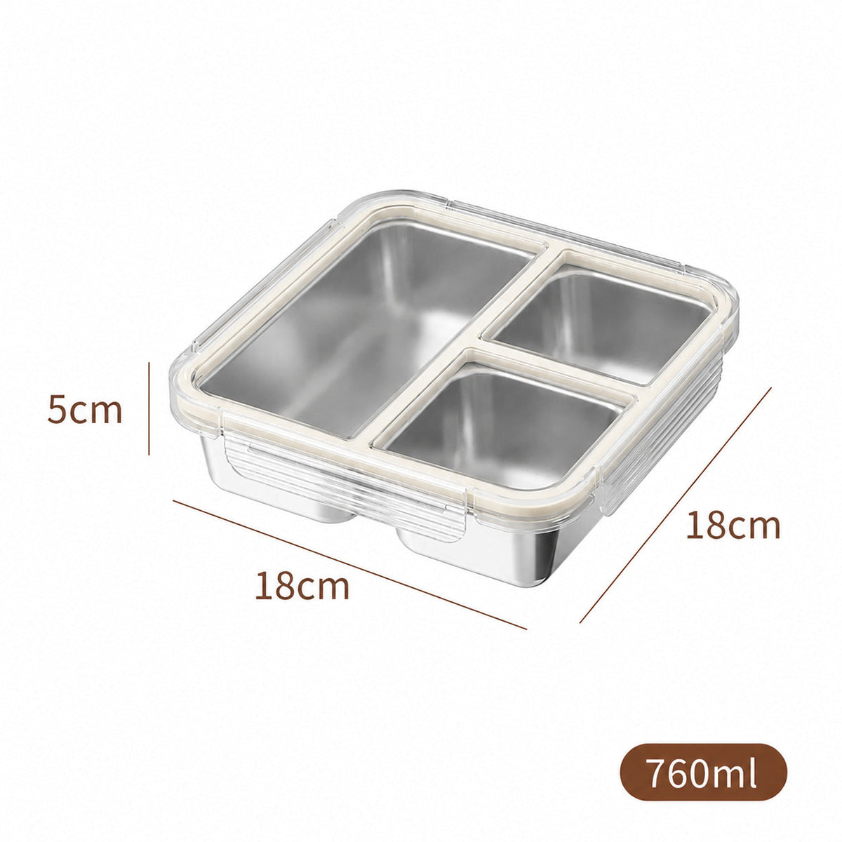 304 Stainless Steel Fresh-Keeping Box, Compartmentalized Lunch Box, Odor-Proof Sealed Box, Bento Box, Snack Box, Four-Compartment Weight Loss Meal Box