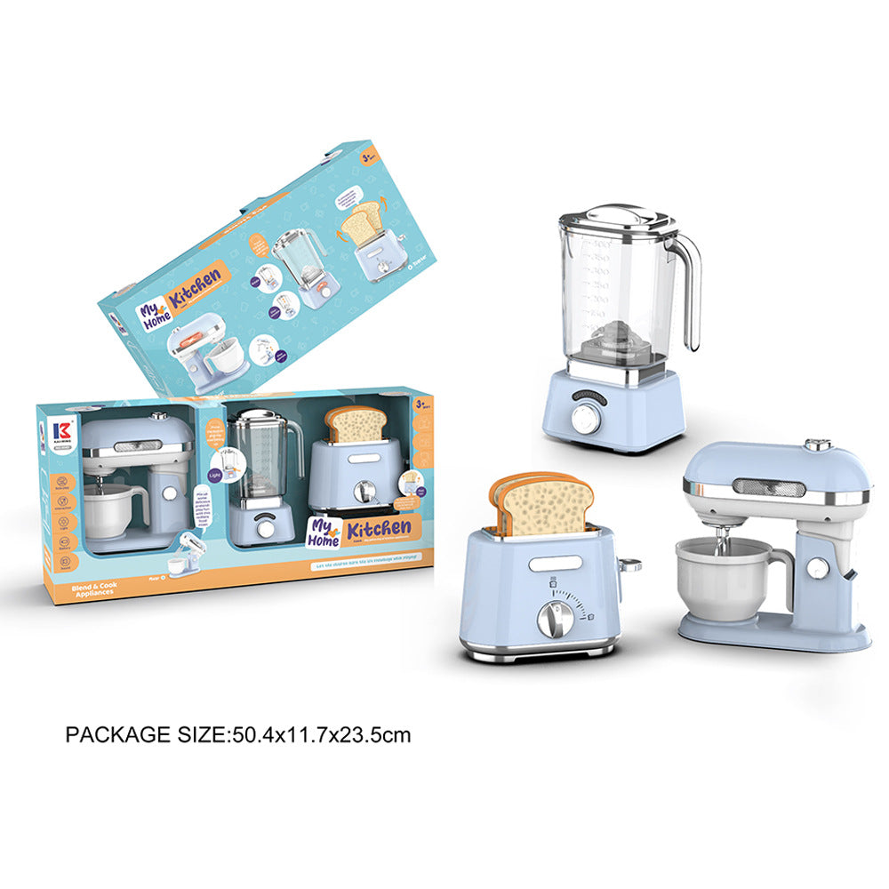 Cross-Border Foreign Trade Kitchen Pretend Play Toys Children's Realistic Electric Light and Sound Effects 4-in-1 Small Appliance Toy Set