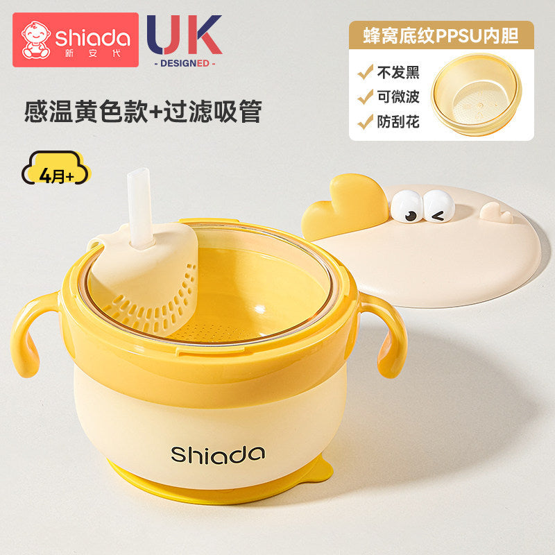 Baby Food Supplement Bowl, Specially Designed for Infants and Young Children, with Constant Temperature Water Injection and Insulation, Suitable for Eating Out, Complete Set of Utensils