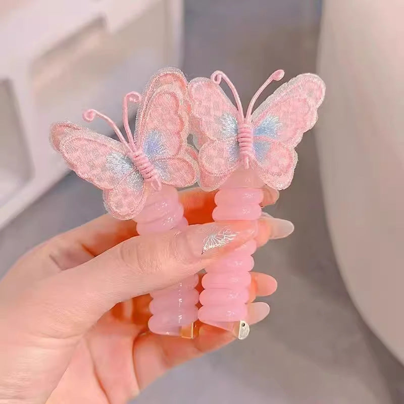 Children's New Butterfly Phone Cord Hair Tie, High Elasticity, Does Not Hurt Hair, Hair Rope, Cute Braided Ponytail Hair Rope for Girls