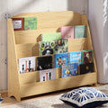 Children's bookshelf, picture book shelf, simple book and newspaper rack, student and kindergarten book cabinet, display rack, storage cabinet, white natural wood color