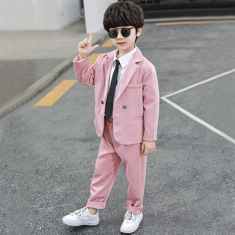 Spring and Autumn Fashion Children's Clothing Korean Boy's Suit Two-Piece Children's Small Suit suit Flower Girl Handsome Dress