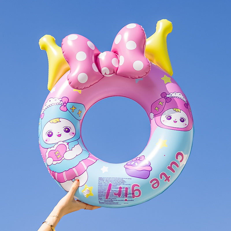 New children's pink rainbow horse sequins swimming ring inflatable water cute unicorn children's sponge bottom seat ring
