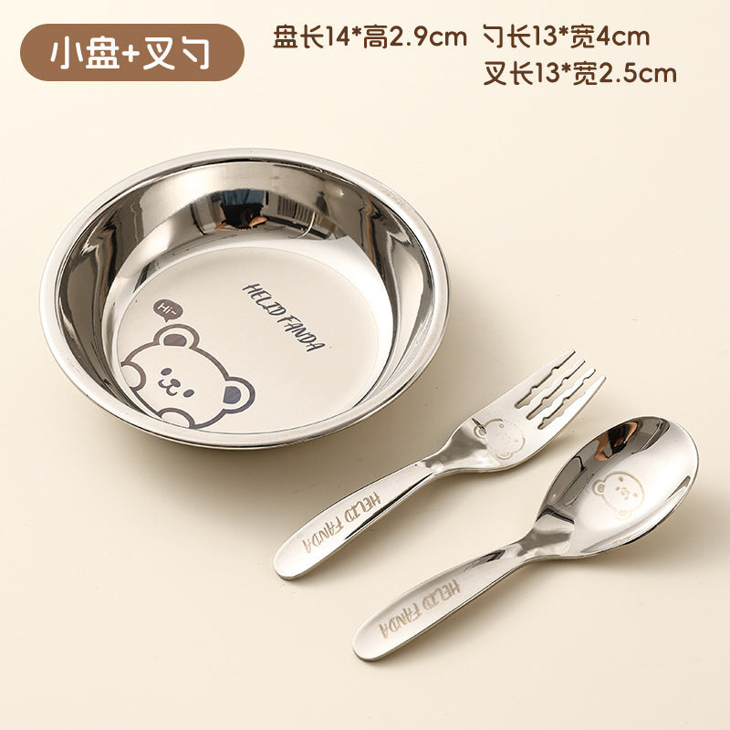 Set of 316 Stainless Steel Baby Feeding Bowls for Kids: Spoon, Fork, and Dinnerware for Learning to Eat