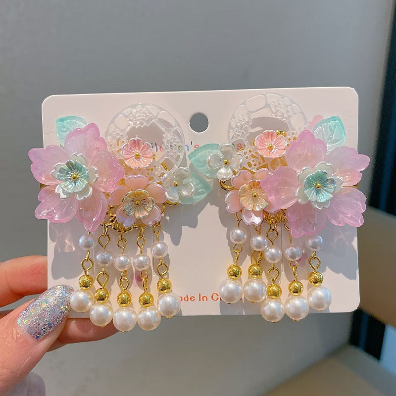 Children's Ancient Style Hair Accessories, Hairpins, Han Dynasty Costume Accessories, Tassels, Flowers, Super Fairy Clips, Girls' Glass Headdresses, Butterflies