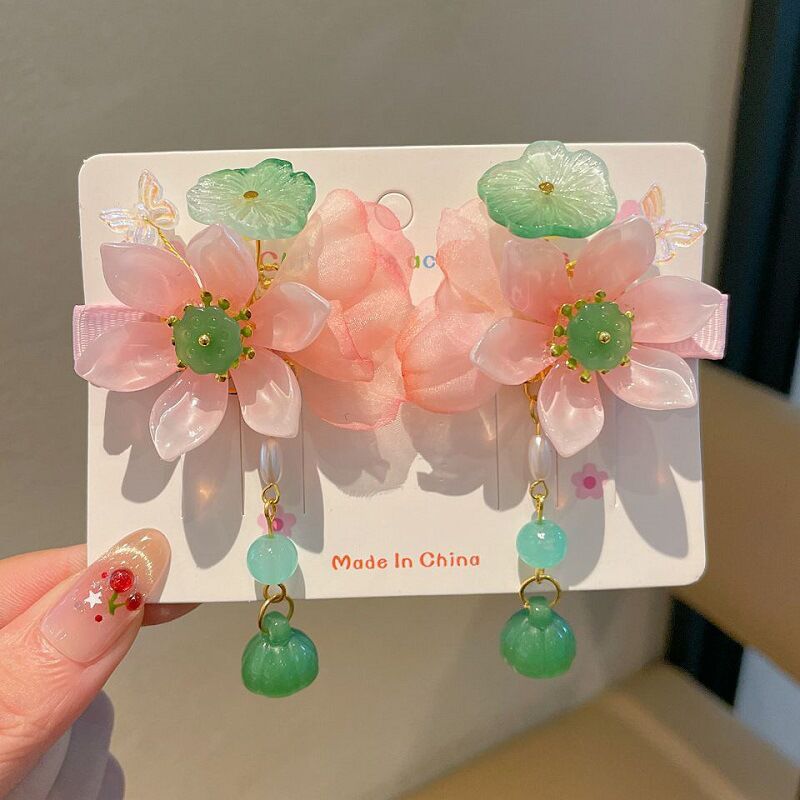 Children's Ancient Style Hair Accessories, Hairpins, Han Dynasty Costume Accessories, Tassels, Flowers, Super Fairy Clips, Girls' Glass Headdresses, Butterflies