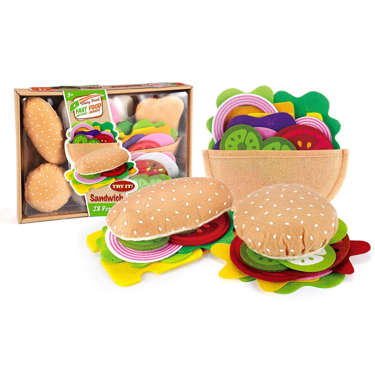 Cross-border Amazon DIY felt cloth hamburger toys suit sandwich hot dog wholesale play house toys wholesale