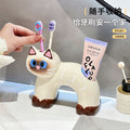 Ceramic Siamese Cat Toothbrush Holder for Home Use, High Aesthetic Toothbrush and Toothpaste Storage Rack for Bathroom Vanity