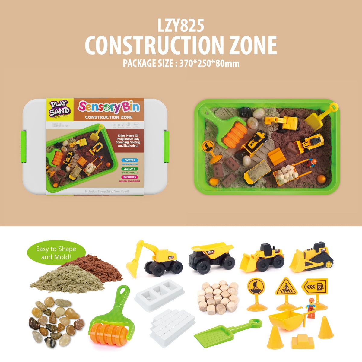Playsand Kidsren's Toy Sand Sensory Box Set Marine Animal Ice Cream Cake Dinosaur Engineering Scene