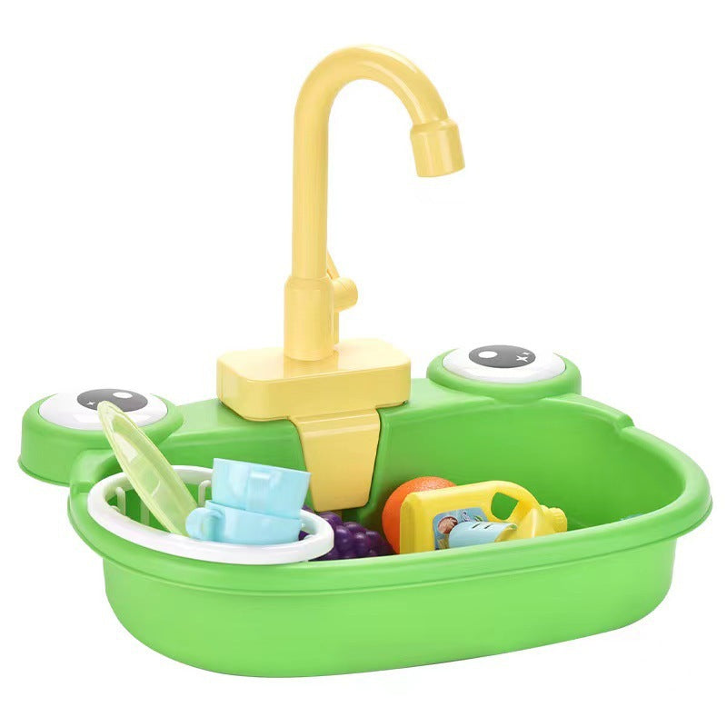 Children's Vegetable Washing Basin Simulation Kitchenware Electric Circulation Water Discharge Washing Table Puzzle Play House Kitchen Dishwasher Toy