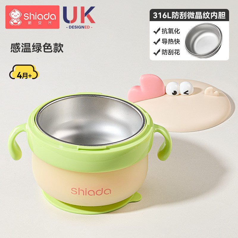 Baby Food Supplement Bowl, Specially Designed for Infants and Young Children, with Constant Temperature Water Injection and Insulation, Suitable for Eating Out, Complete Set of Utensils