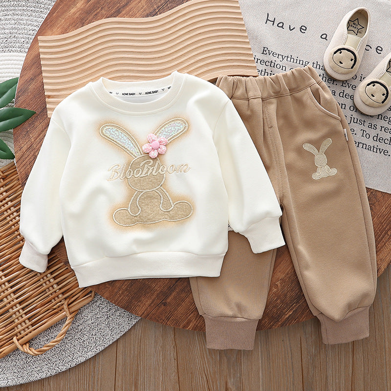 2026 Autumn New Fashionable Outfit for Baby Girls 1-5 Years Old, Stylish Two-Piece Set for Little Girls, Children's Cartoon Clothing