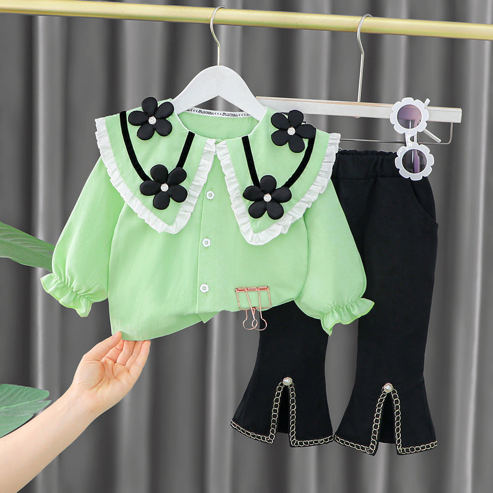 Girls' Autumn Clothes Set New Children's Baby Fashion Flower Clothes Children's Clothes 1 to 4 Years Old Baby Girl Dropshipping