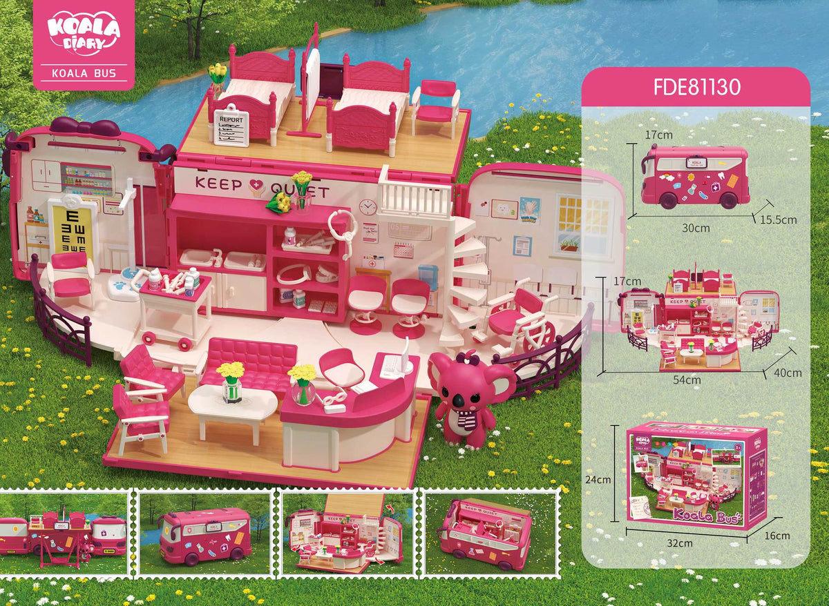Koala Diary Bus Play House Toy Storage Transformation Rv Villa Doll House Boy Girl Toy Gift