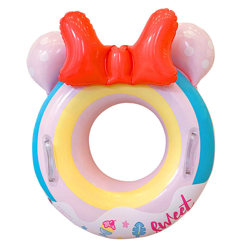 New children's pink rainbow horse sequins swimming ring inflatable water cute unicorn children's sponge bottom seat ring