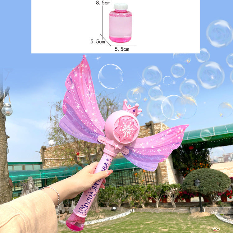 Online celebrity Princess magic stick bubble machine fairy handheld luminous music leak-proof bubble stick girl toy automatic