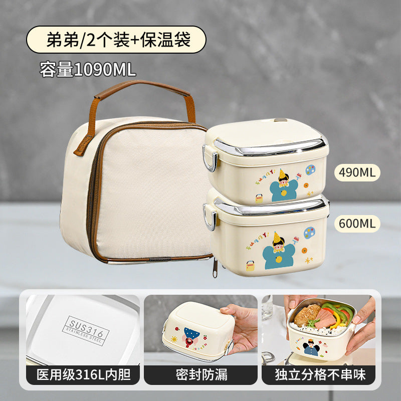 New Product 316 Stainless Steel Insulated Lunch Box for Office Workers, Microwaveable Lunch Box, Small Lunch Box