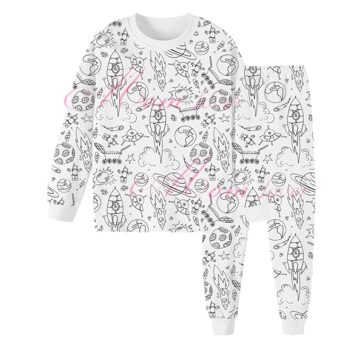Cross-Border Kidsren's Graffiti Pajama Set Colorfulful DIY Infant Cotton Colorfuling Pajama Set