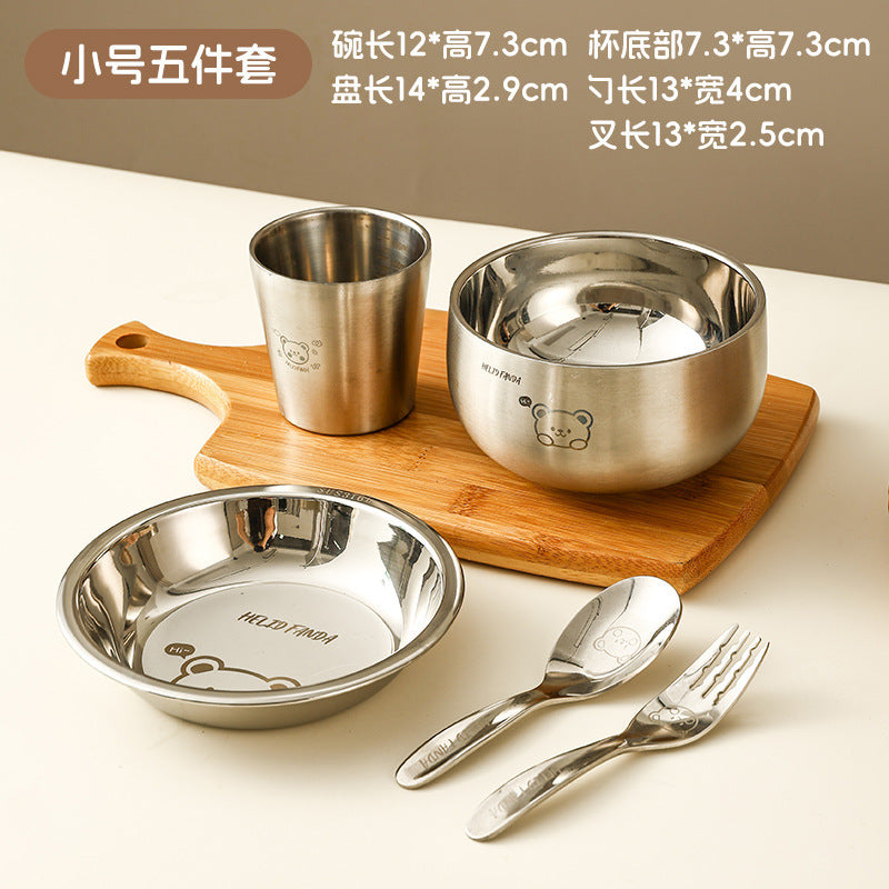 Set of 316 Stainless Steel Baby Feeding Bowls for Kids: Spoon, Fork, and Dinnerware for Learning to Eat