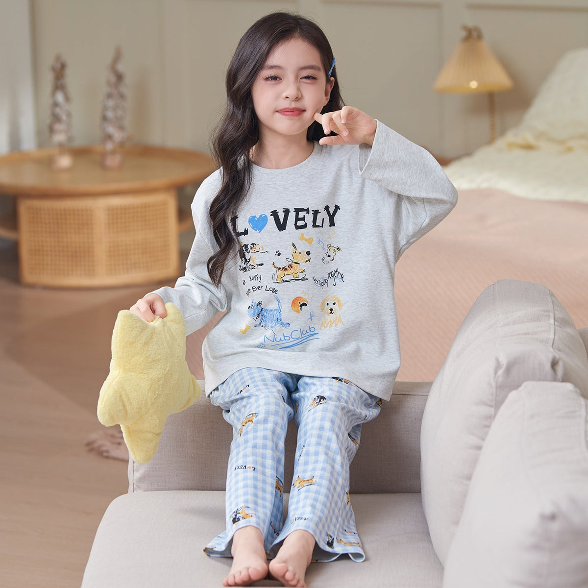 Children's Pajamas 2026 New Model Pure Cotton Long Sleeve Long Pants Spring and Autumn Girls' Cartoon Homewear Set for Older Kids