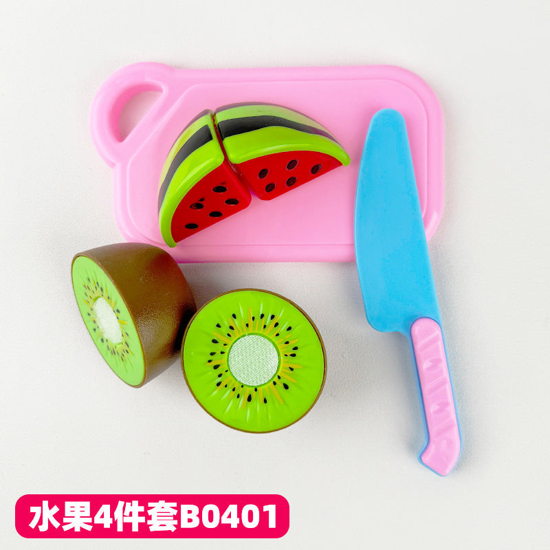 Cross-border Children's Play-house Simulation Vegetables and Fruits Cutting Music Girls Cooking Kitchenware Educational Kitchen Toy suit