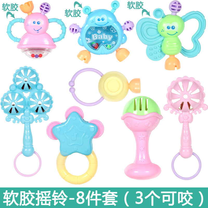 0-1 Year Old Baby Toy Teether Hand Rattle Can Be Grasped and Chewed 3-6 Months Educational Early Education Newborn Baby