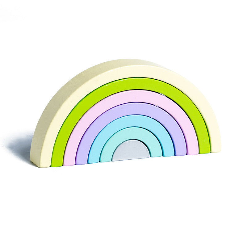 Cross-Border Children's Rainbow Arch Bridge Building Blocks Toy Wooden Building Jenga Colorful Building Blocks Young Children's Color Recognition