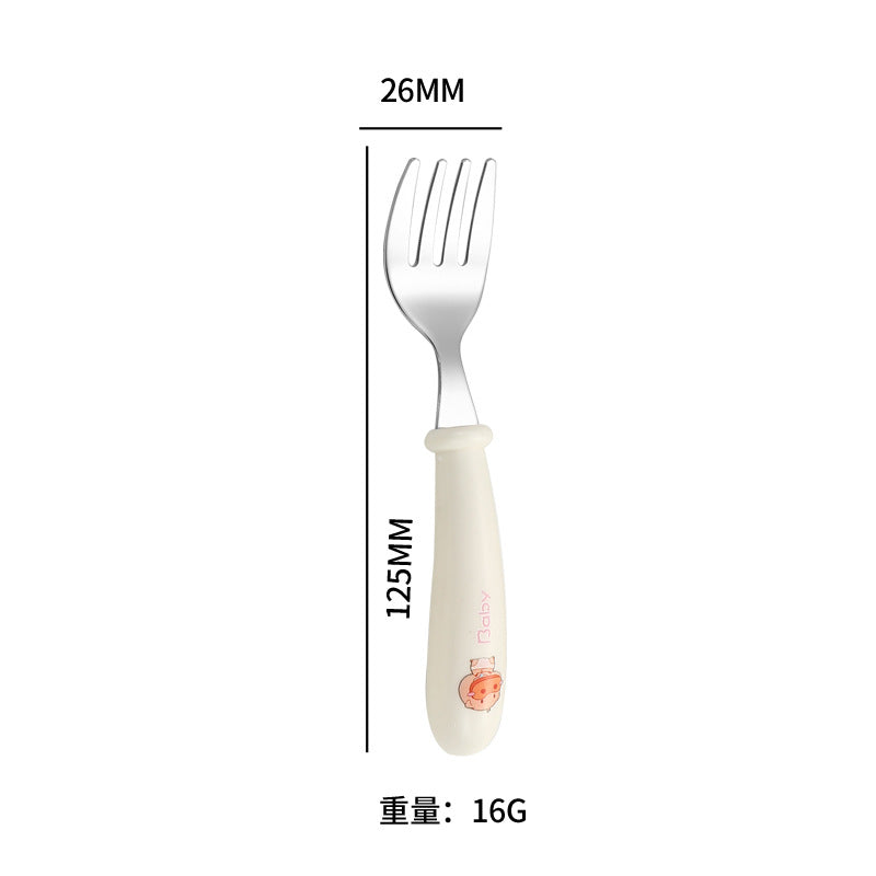 Cartoon 304 Stainless Steel Kidsren's Spoon and Fork Baby Eating Training Tableware Set Baby Portable Feeding Spoon