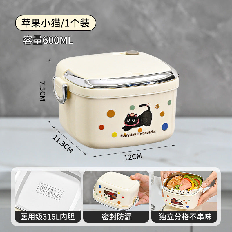 316 Stainless Steel Insulated Lunch Box, a Must-Have for Office Workers, Leak-Proof and Sealed, Multi-Layer Bento Box for Students