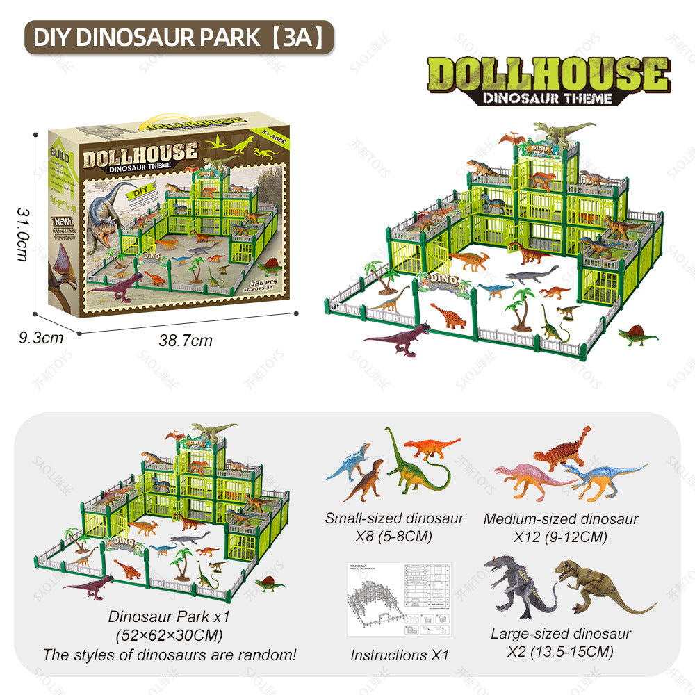 <Portable Gift Box>Diy Dinosaur Villa Assembling Toy Amazon Boys Educational Toy Gift 3-8 Years Old