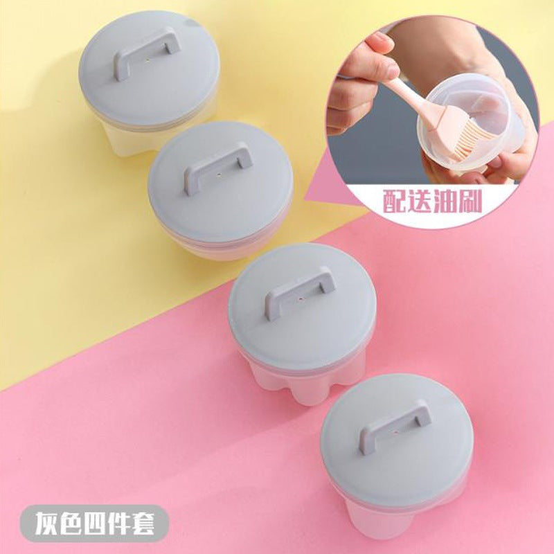 Kitchen Egg Steamer 4-Piece Set for Breakfast Omelette Grinder Household Creative Oil Brush Box