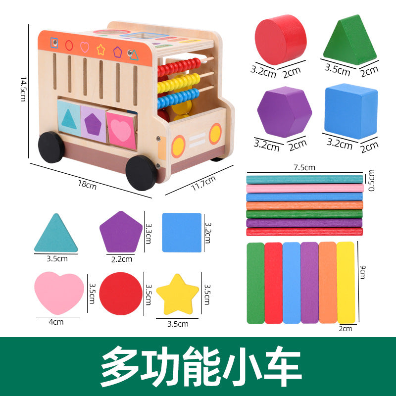 Cross-Border Wooden Multi-Functional Shape Matching Busy House Early Education Educational All-In-One Disassembly Smart House Children's Toy