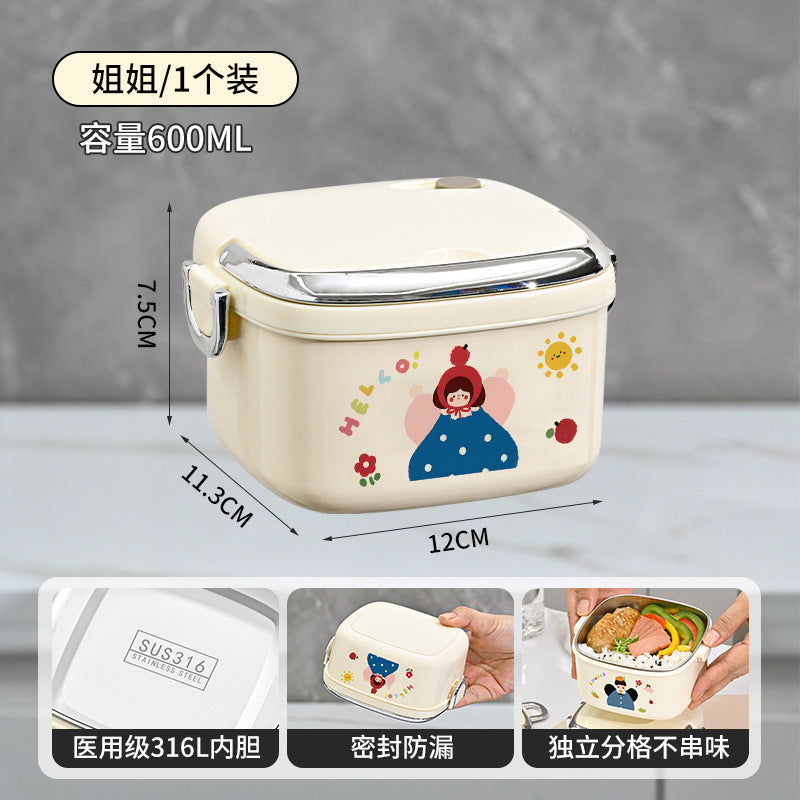 New Product 316 Stainless Steel Insulated Lunch Box for Office Workers, Microwaveable Lunch Box, Small Lunch Box