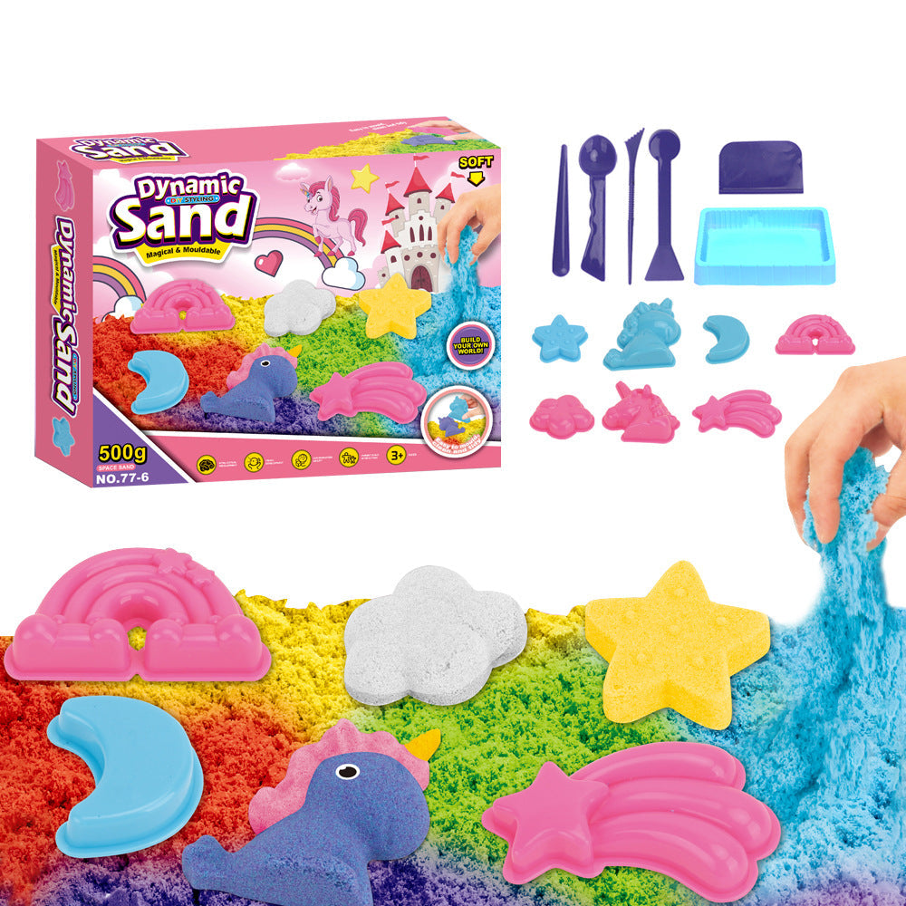 Hot-Selling Space Sand Complete Set with Power Magic Sand Tray, Fruit Ice Cream Molds, Children's Sand Play Toy Set
