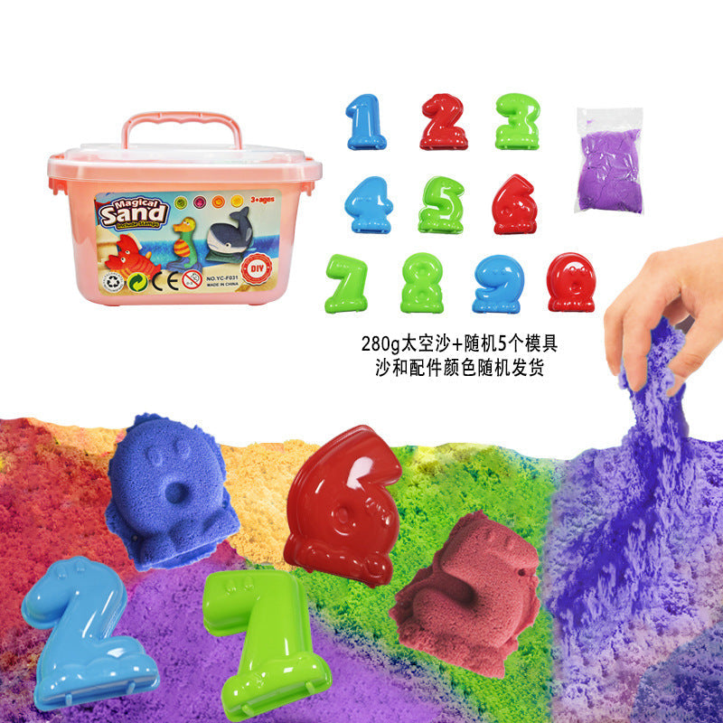 Hot-Selling Space Sand Complete Set with Power Magic Sand Tray, Fruit Ice Cream Molds, Children's Sand Play Toy Set