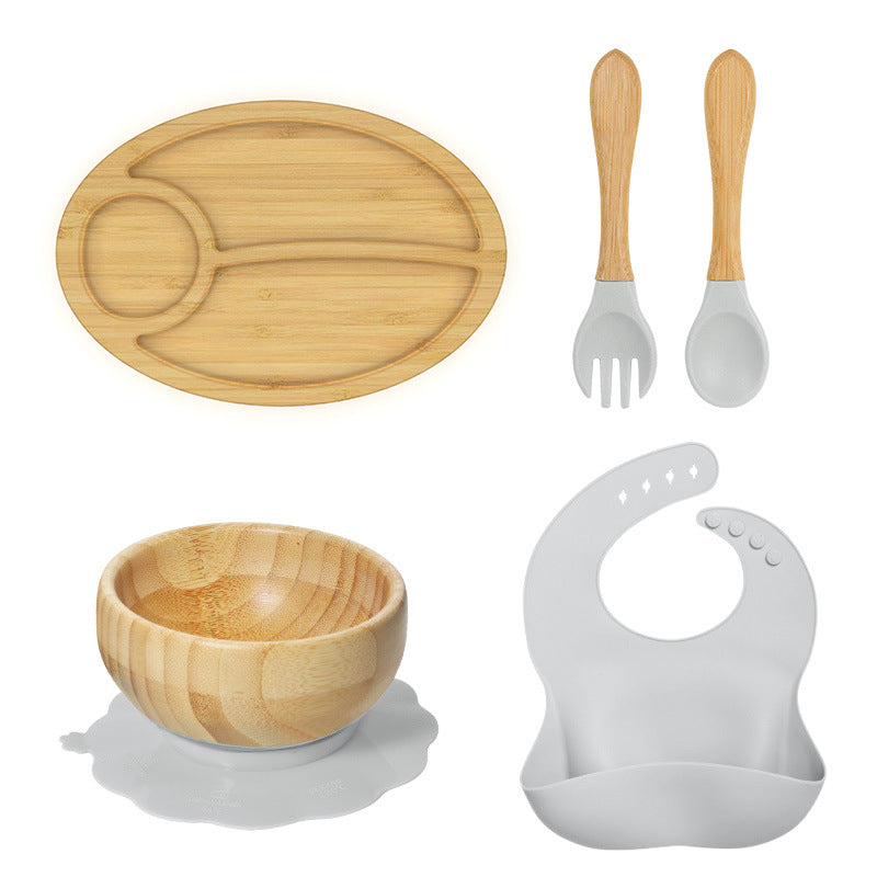 Wooden Children's Supplementary Food Plate Creative Cartoon Dinner Plate for Kindergarten Baby's Bamboo and Wooden Plate Baby Suction Disc Bowl