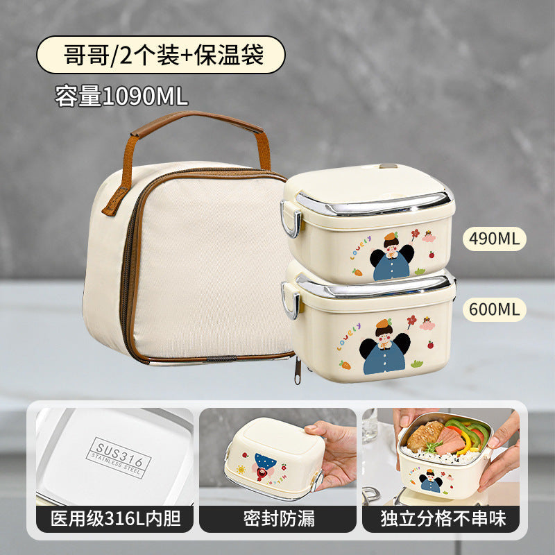 New Product 316 Stainless Steel Insulated Lunch Box for Office Workers, Microwaveable Lunch Box, Small Lunch Box