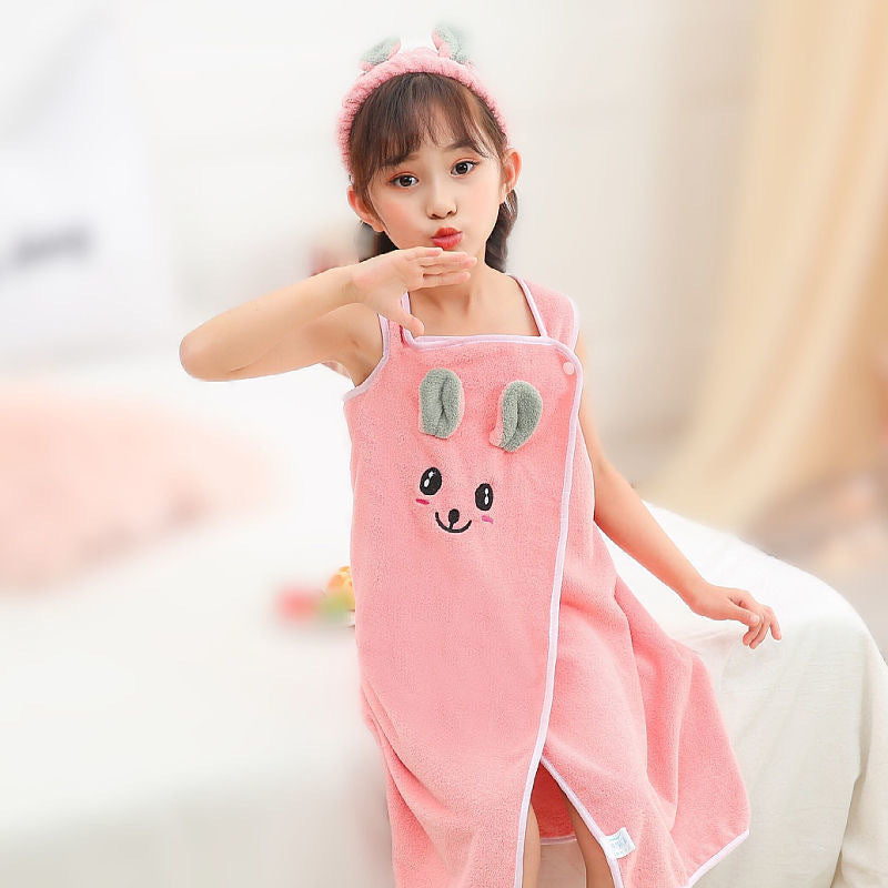 Children's bath skirt wearable bath towel hair band children's bathrobe soft absorbent lint-free TikTok temu hot wholesale