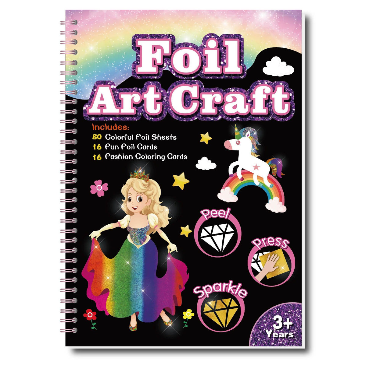 Cross-Border Children's DIY Flash Cards Aluminum Foil Glitter Scratch Art Coil Book Foil Art Book Hot Stamping Paper Colorful