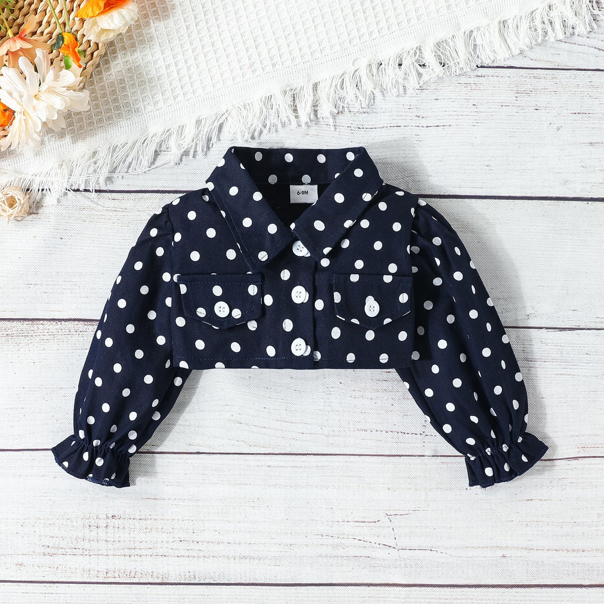 girls skirt suit baby and toddler sling mesh bow dress + polka dot lapel Tops