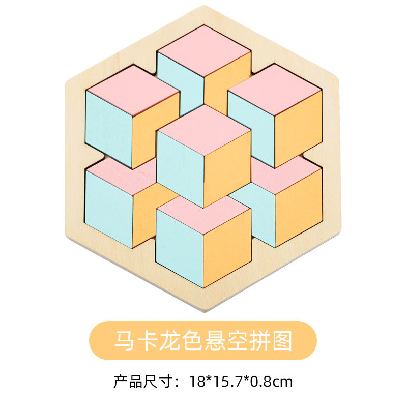 Wooden changeable honeycomb puzzle boys and girls color puzzle kindergarten early education baby children's educational toys wholesale