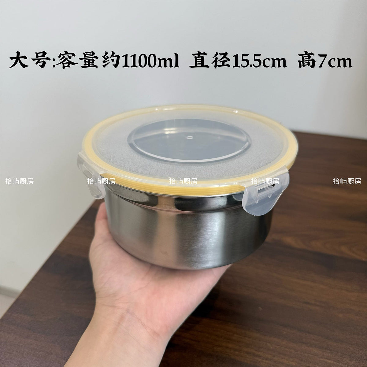 304 Stainless Steel Round Food Container, Food-Grade Airtight Storage Box for Refrigerator, Fruit and Lunch Box