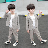 New Children's Clothing Boys' Two-Piece Suit 2026 Spring Fashion Plaid Suit Set for Kids Trendy Outfit
