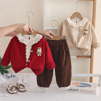 Baby girl's spring and autumn knit lamb cardigan three-piece set 2026 new stylish children's Korean-style autumn outfit trendy set