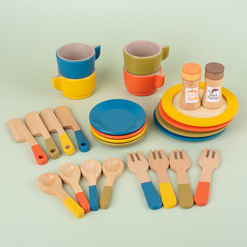 Children's Food Toy Set Baby Household Wooden Cutting Knife and Cutting Board Combination Tool Kitchen Tableware Toy